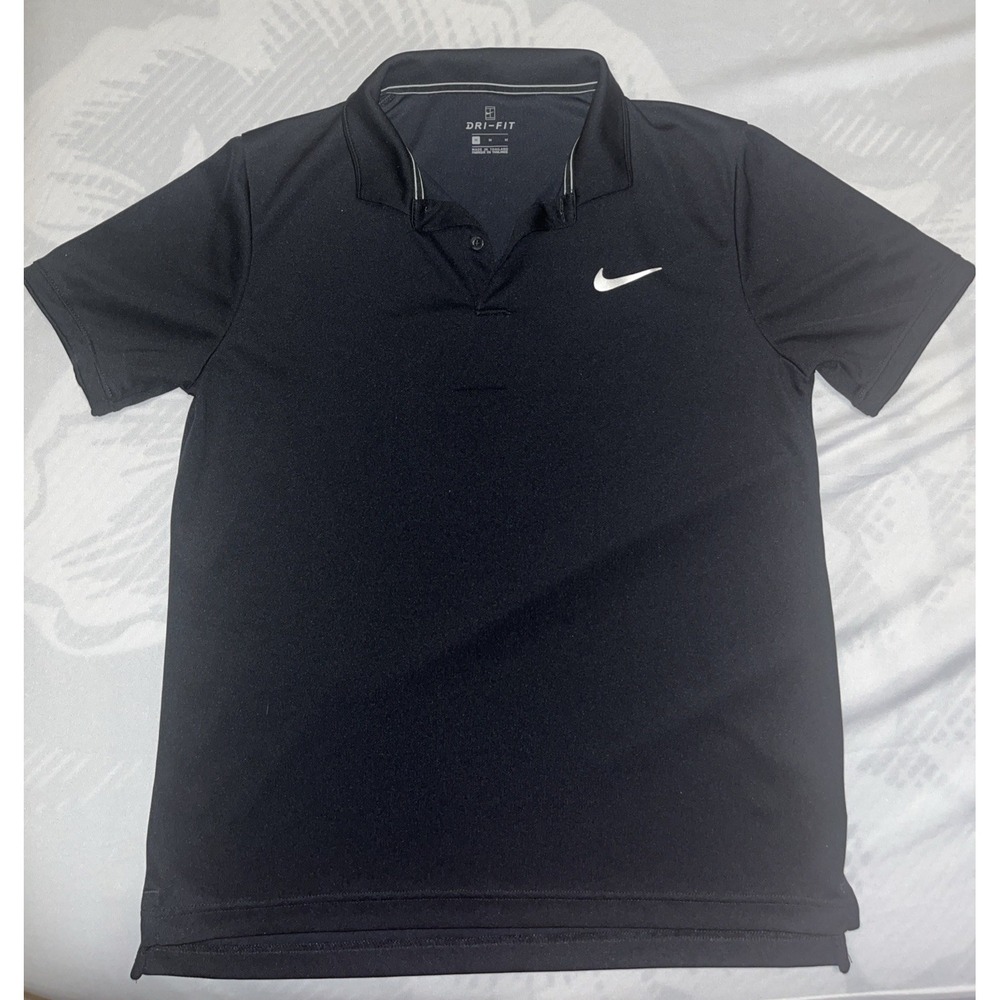 NikeCourt Dri-FIT Tennis Golf Polo Black Medium M RN#56323- CA#05553